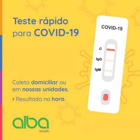 Alba Saúde | Teste rápido IgM e IgG laboratorial ou domiciliar para COVID-19